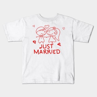 Just Married Matching Couple Valentines Day Gift Kids T-Shirt